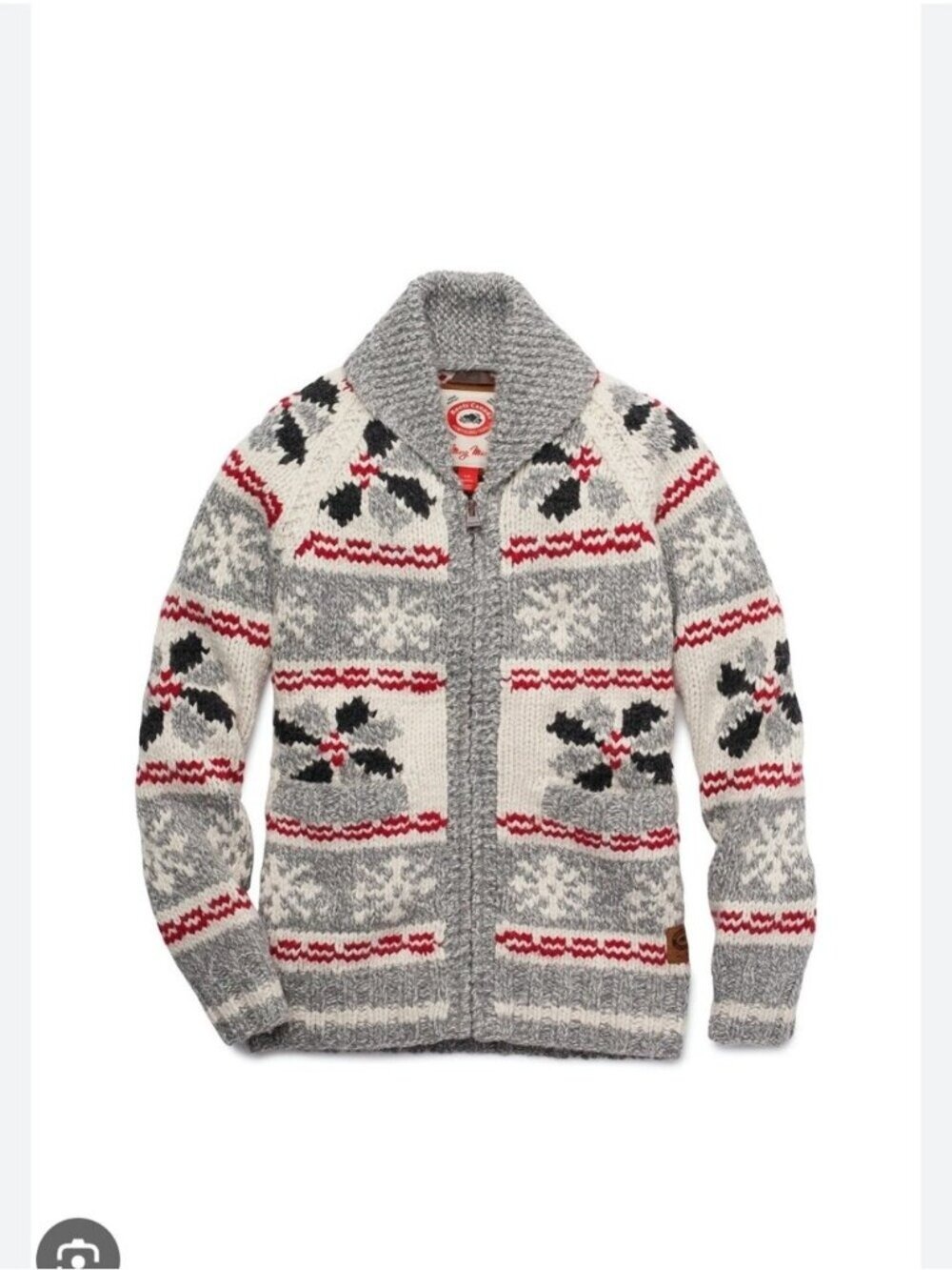 ROOTS x Mary Maxim | cowichan snowflake wool cardigan jacket wool Mens Sz S